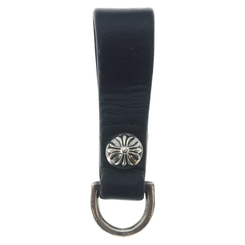CHROME HEARTS(クロムハーツ) BELT LOOP クロスボールボタンレザーベルトループ シルバー/ブラック BCA397