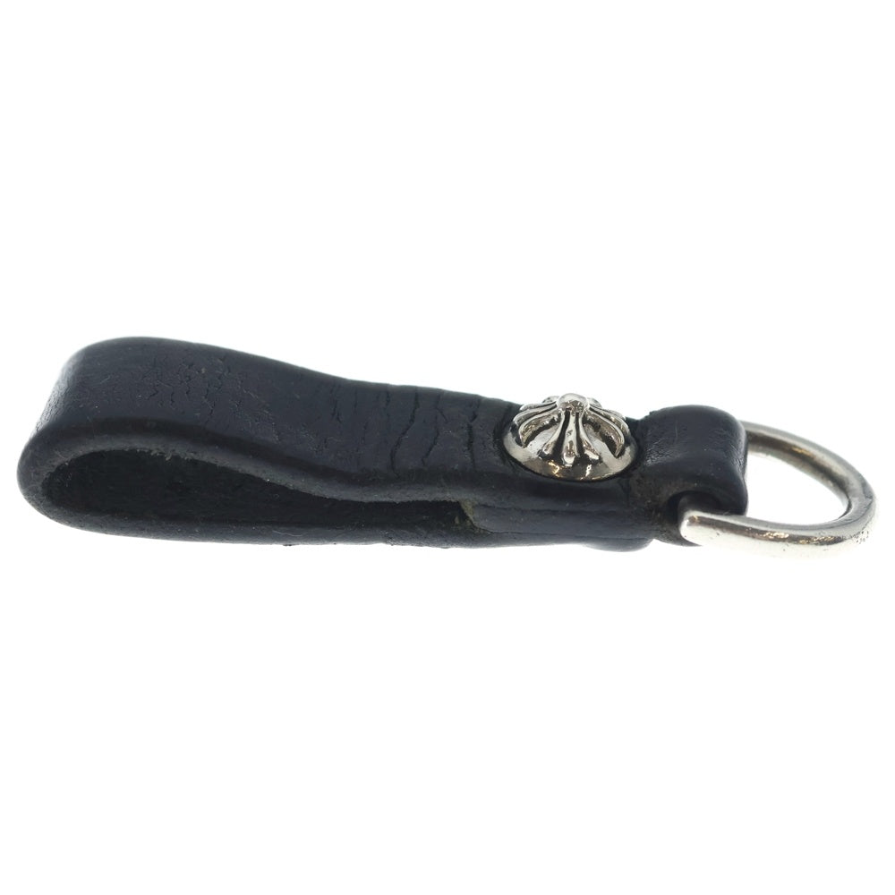 CHROME HEARTS(クロムハーツ) BELT LOOP クロスボールボタンレザーベルトループ シルバー/ブラック BCA397