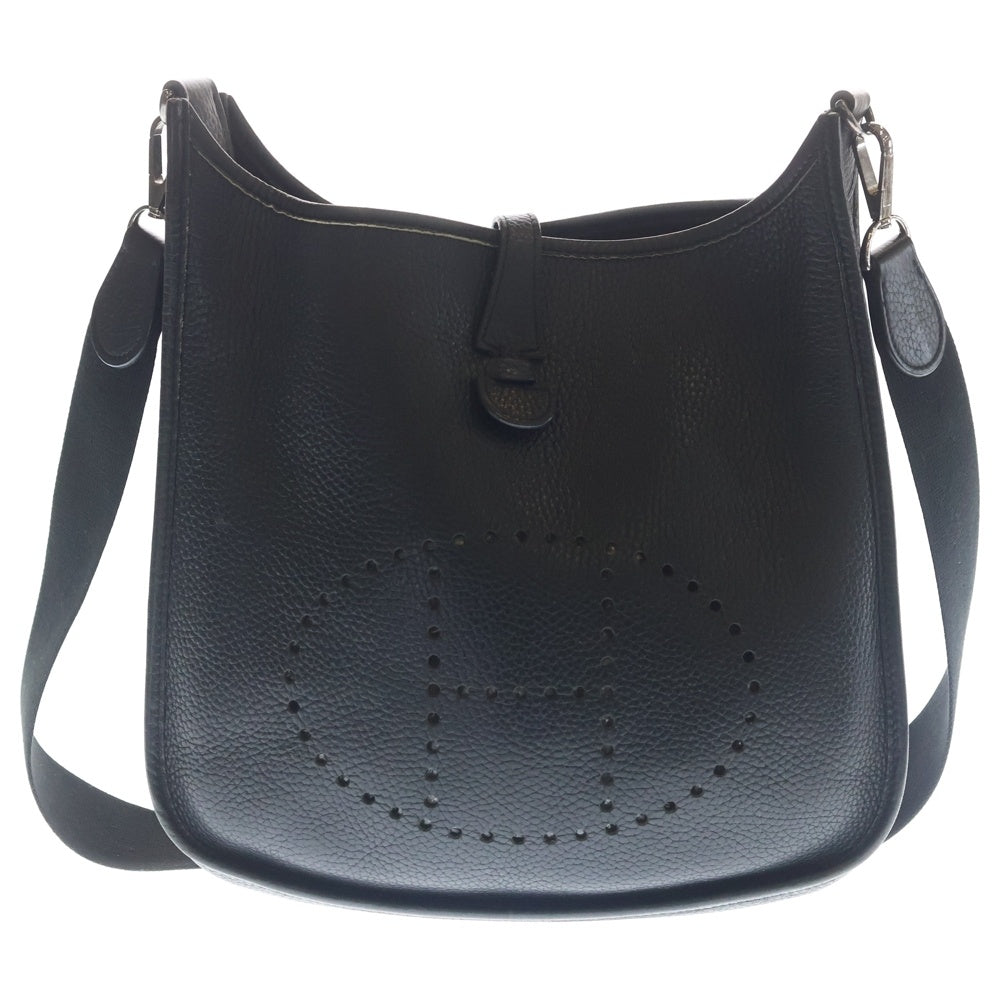 HERMES(エルメス) エブリン PM トリヨンクレマンス レザー ショルダーバッグ □J刻印 シルバー金具 ブラック