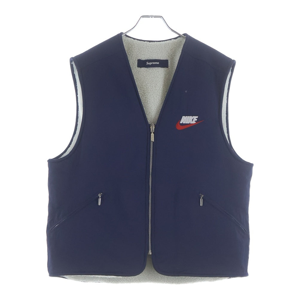 SUPREME(シュプリーム) 18AW ×NIKE Reversible Nylon Sherpa Vest ナイキ リバーシブル ナイロン ボア フリースベスト ネイビー