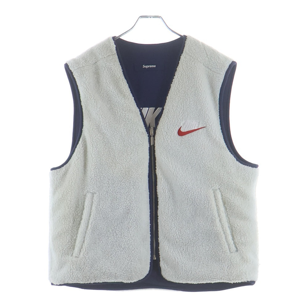 SUPREME(シュプリーム) 18AW ×NIKE Reversible Nylon Sherpa Vest ナイキ リバーシブル ナイロン ボア フリースベスト ネイビー
