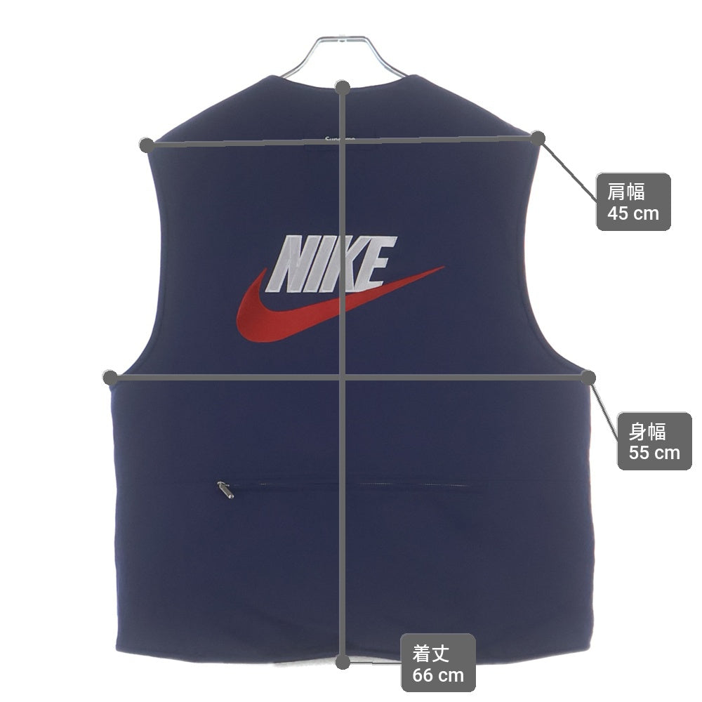 SUPREME(シュプリーム) 18AW ×NIKE Reversible Nylon Sherpa Vest ナイキ リバーシブル ナイロン ボア フリースベスト ネイビー