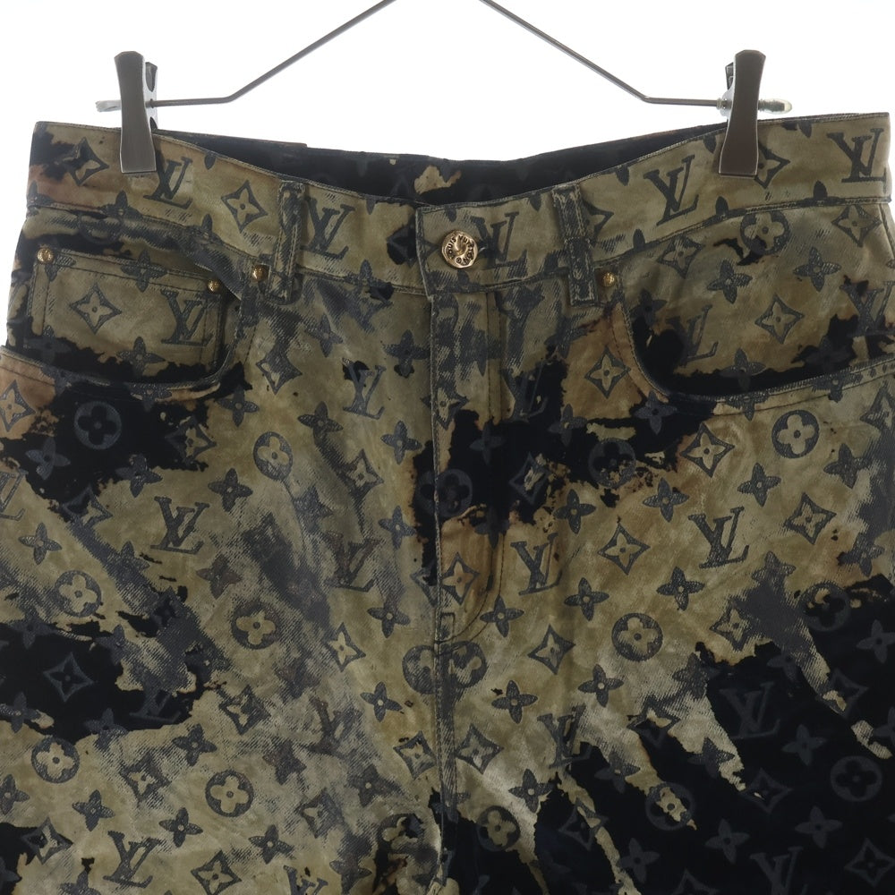 LOUIS VUITTON(ルイヴィトン) 24SS モノグラム ブリーチ ベロア デニムパンツ ジーンズ ネイビー RM241M FRV HQD02W