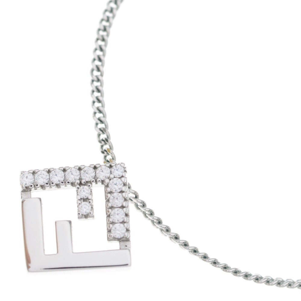 FENDI(フェンディ) FOREVER 8AK337 フォーエバー FFロゴ ラインストーン チェーンネックレス シルバー レディース