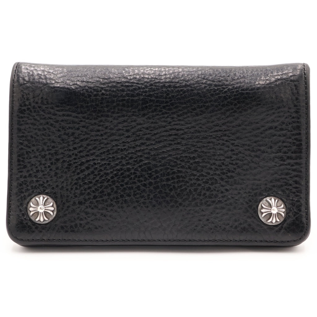 CHROME HEARTS(クロムハーツ) 1ZIP 1ジップ クロスボールボタンレザーウォレット 財布 ブラック BCA362