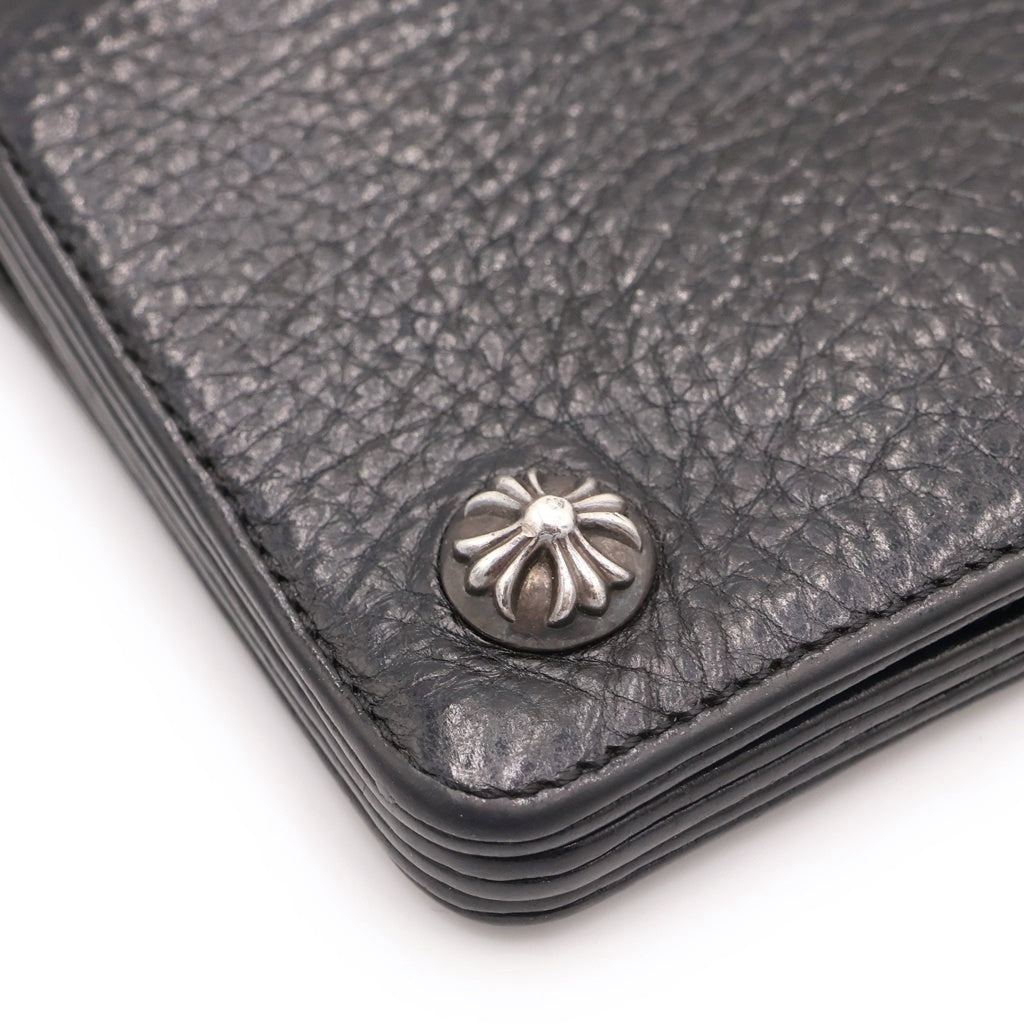 CHROME HEARTS(クロムハーツ) 1ZIP 1ジップ クロスボールボタンレザーウォレット 財布 ブラック BCA362