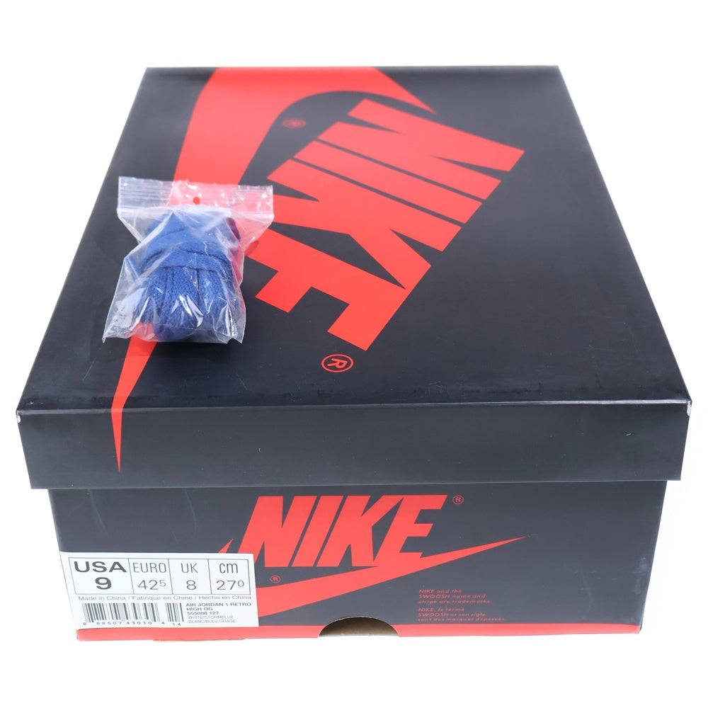 NIKE(ナイキ) AIR JORDAN 1 RETRO HIGH OG STORM BLUE エアジョーダン1 ストームブルー ハイカットスニーカー ブルー/ホワイト US9/27cm 555088-127