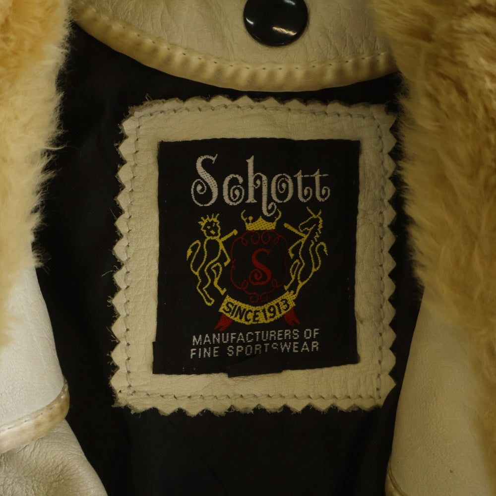 SCHOTT(ショット) USED加工 ダブルライダースジャケット ホワイト 3101020