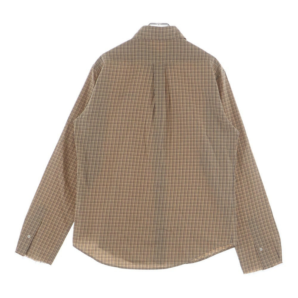 miumiu(ミュウミュウ) 24SS Checked Shirt MK1842 フロントロゴ刺繍 チェック柄 ボタンダウン長袖シャツ ベージュ レディース