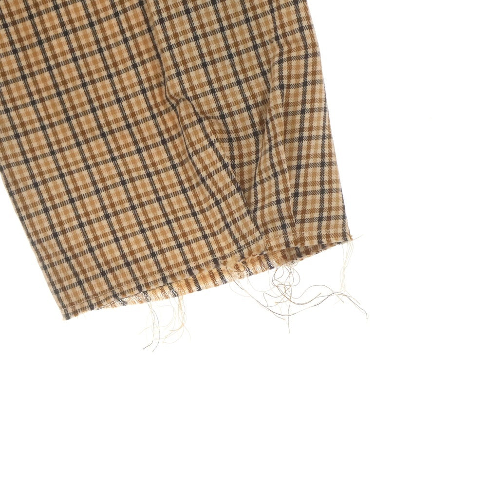 miumiu(ミュウミュウ) 24SS Checked Shirt MK1842 フロントロゴ刺繍 チェック柄 ボタンダウン長袖シャツ ベージュ レディース