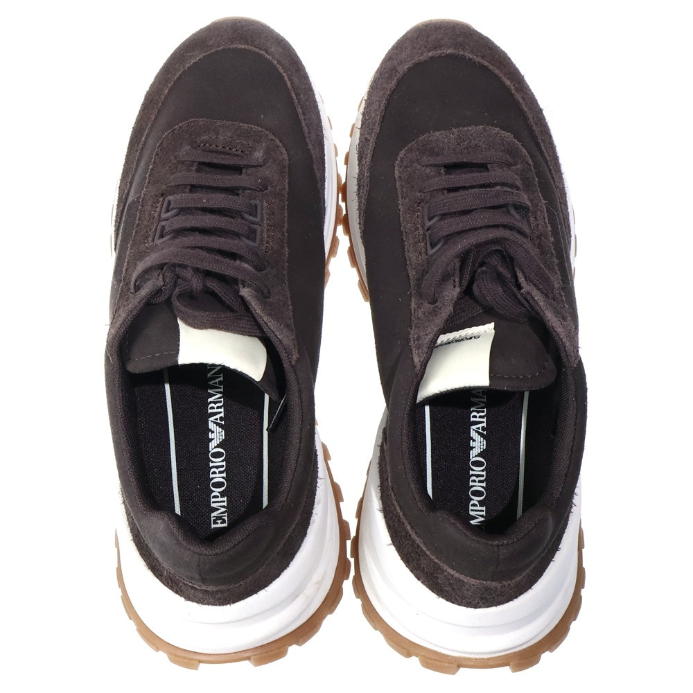 EMPORIO ARMANI EA7(エンポリオアルマーニイーエーセブン) Eagle Club カプセルコレクション スエードローカットスニーカー ブラウンEM005746