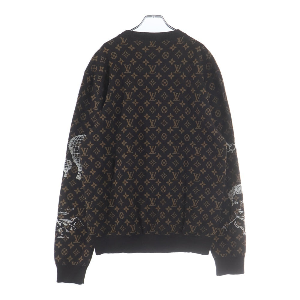 LOUIS VUITTON(ルイヴィトン) 23AW モノグラムエンブロイダード クルーネック長袖ウールニットセーター ブラウン RM232 ZLL HPN95W