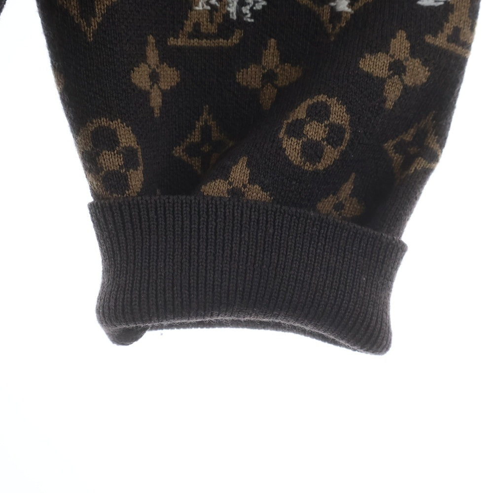 LOUIS VUITTON(ルイヴィトン) 23AW モノグラムエンブロイダード クルーネック長袖ウールニットセーター ブラウン RM232 ZLL HPN95W