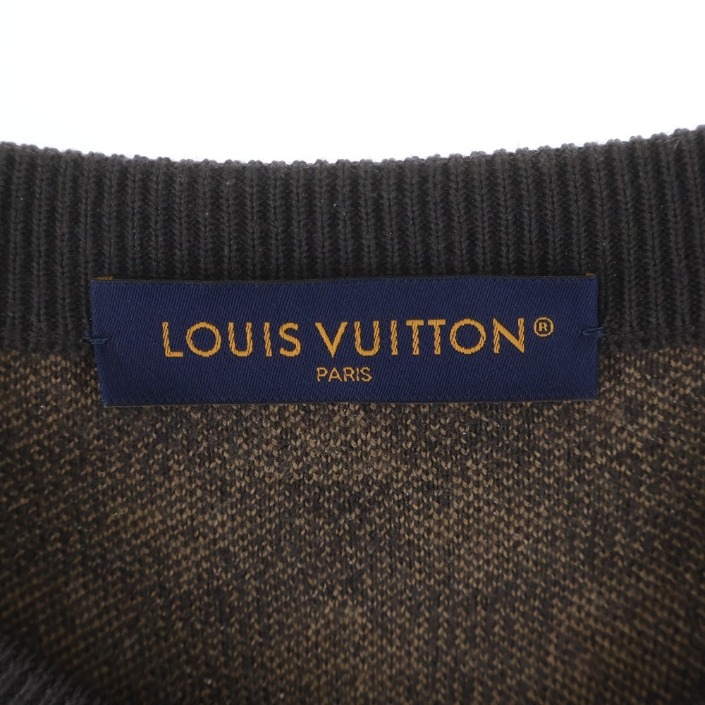 LOUIS VUITTON(ルイヴィトン) 23AW モノグラムエンブロイダード クルーネック長袖ウールニットセーター ブラウン RM232 ZLL HPN95W
