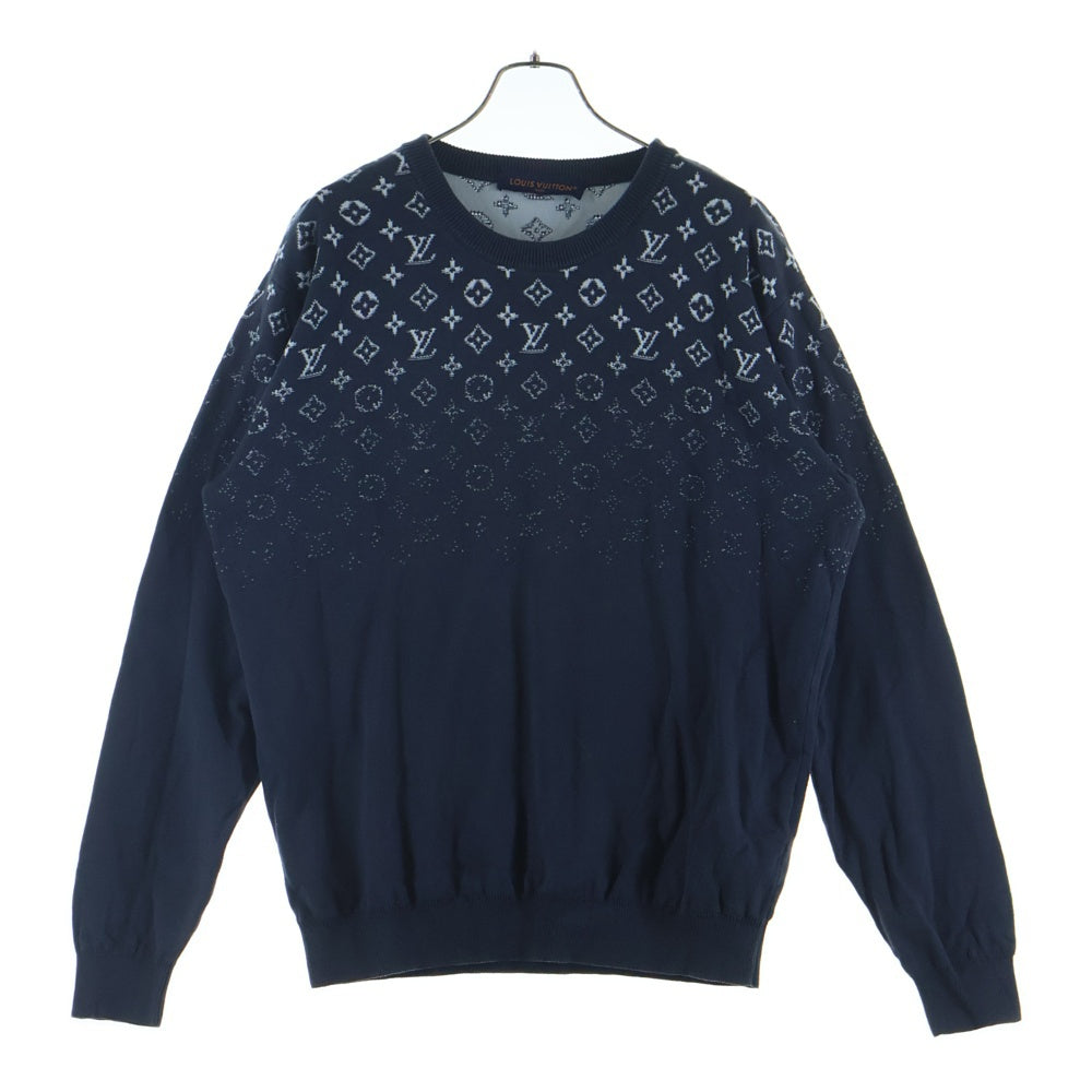 LOUIS VUITTON(ルイヴィトン) 24SS グラディエントモノグラム クルーネック長袖ニットセーター ネイビー RM241Q USO HQN42W