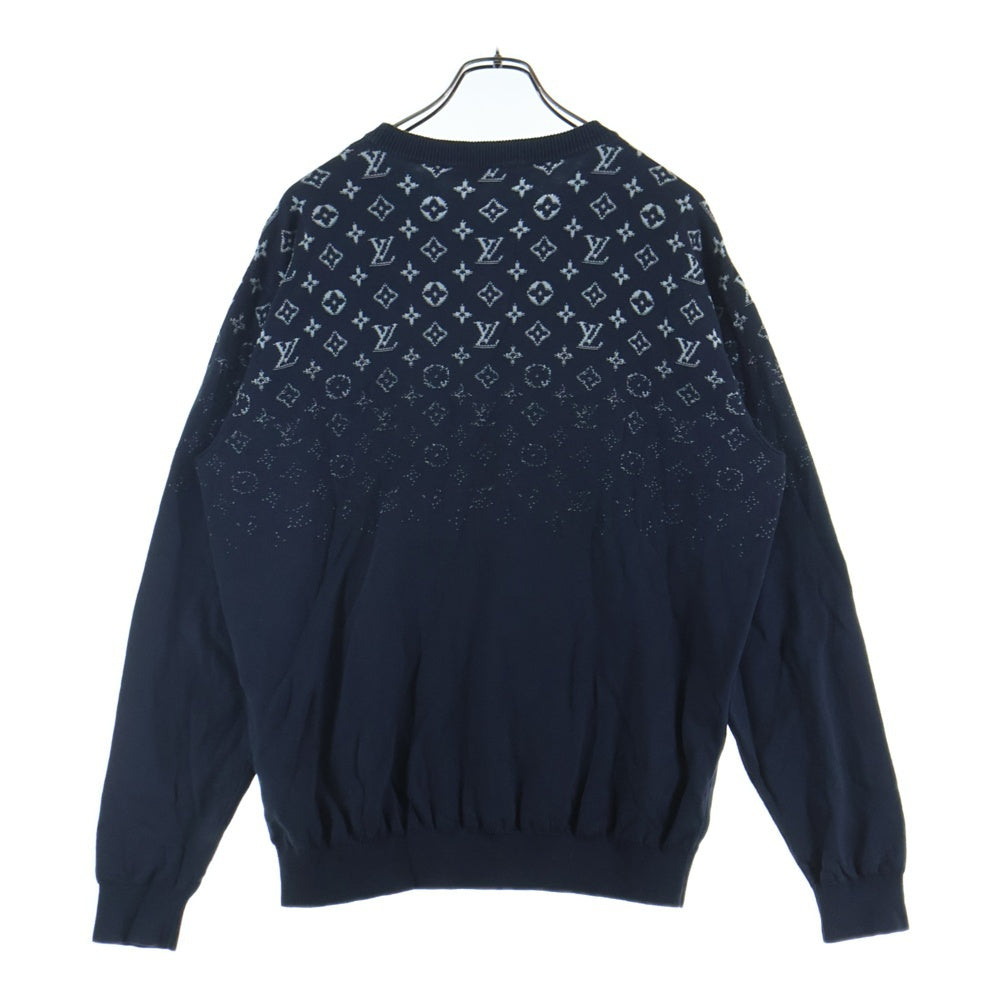 LOUIS VUITTON(ルイヴィトン) 24SS グラディエントモノグラム クルーネック長袖ニットセーター ネイビー RM241Q USO HQN42W