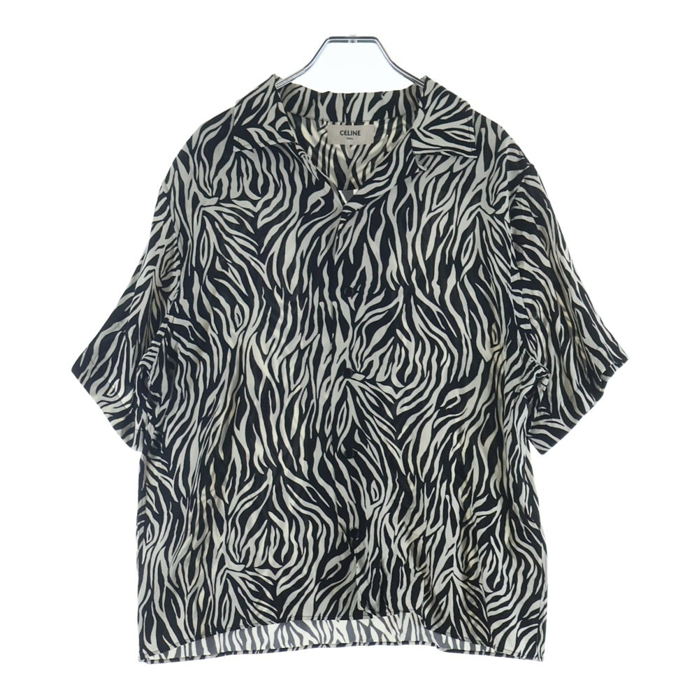 CELINE(セリーヌ) 20SS ゼブラ柄 オープンカラー半袖シャツ 2C036843H ホワイト/ブラック