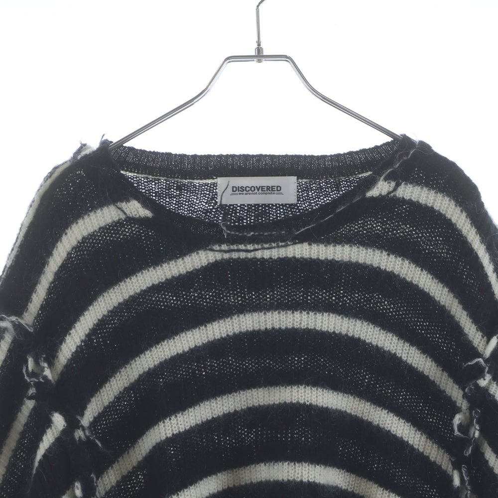 DISCOVERED(ディスカバード) DISCOVERED (U)DOCKING WIDE BORDER KNIT ボーダー クルーネックニットセーター モヘア混 ブラック/ホワイト DC-23AW-KN-11