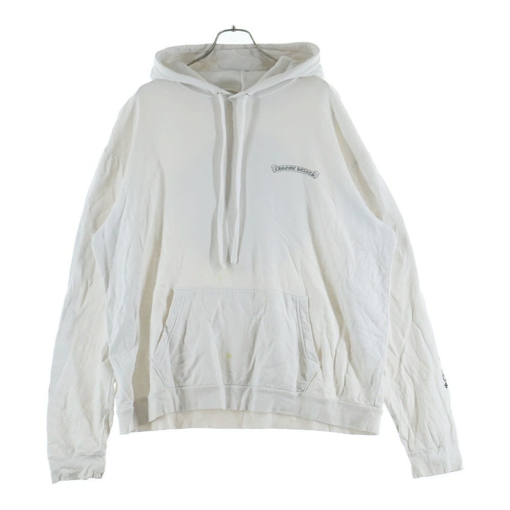 CHROME HEARTS(クロムハーツ) Made in Hollywood CH Plus Yellow Cross Hoodie メイドインハリウッド CHプラス イエロークロス プルオーバーパーカー フーディー ホワイト/イエロー