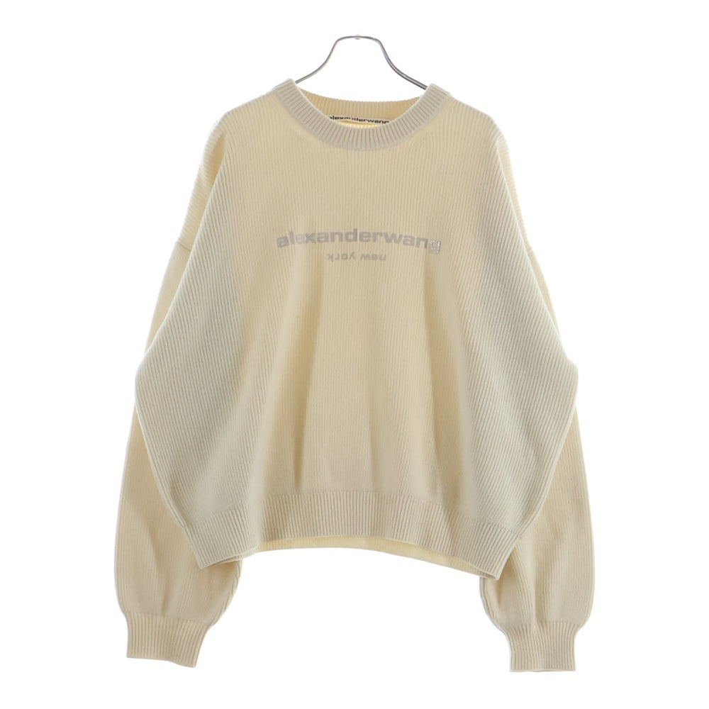 ALEXANDER WANG(アレキサンダーワン) PULLOVER WITH TPU LOGO PRINT ロゴプリント プルオーバー ニット ホワイト UKC4221037