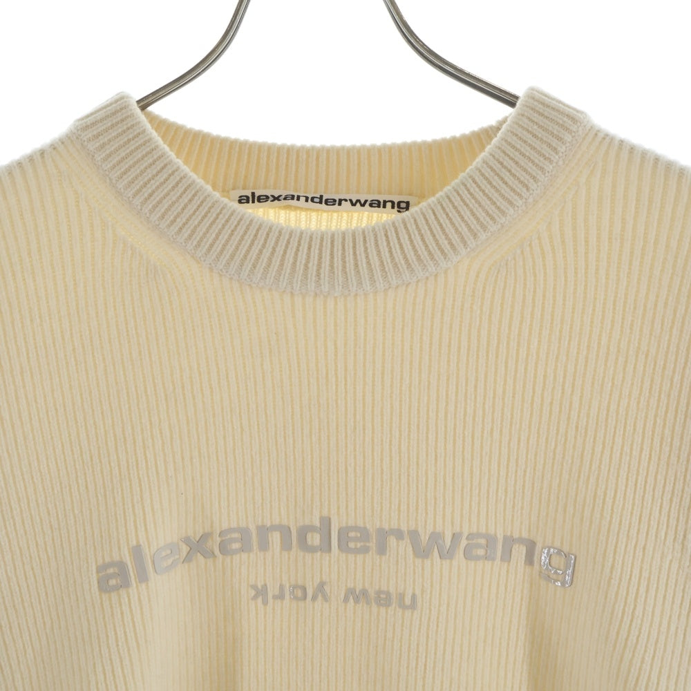 ALEXANDER WANG(アレキサンダーワン) PULLOVER WITH TPU LOGO PRINT ロゴプリント プルオーバー ニット ホワイト UKC4221037