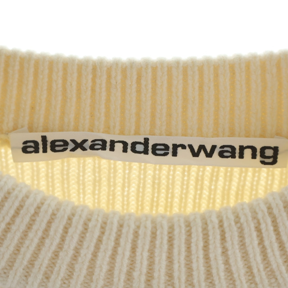 ALEXANDER WANG(アレキサンダーワン) PULLOVER WITH TPU LOGO PRINT ロゴプリント プルオーバー ニット ホワイト UKC4221037