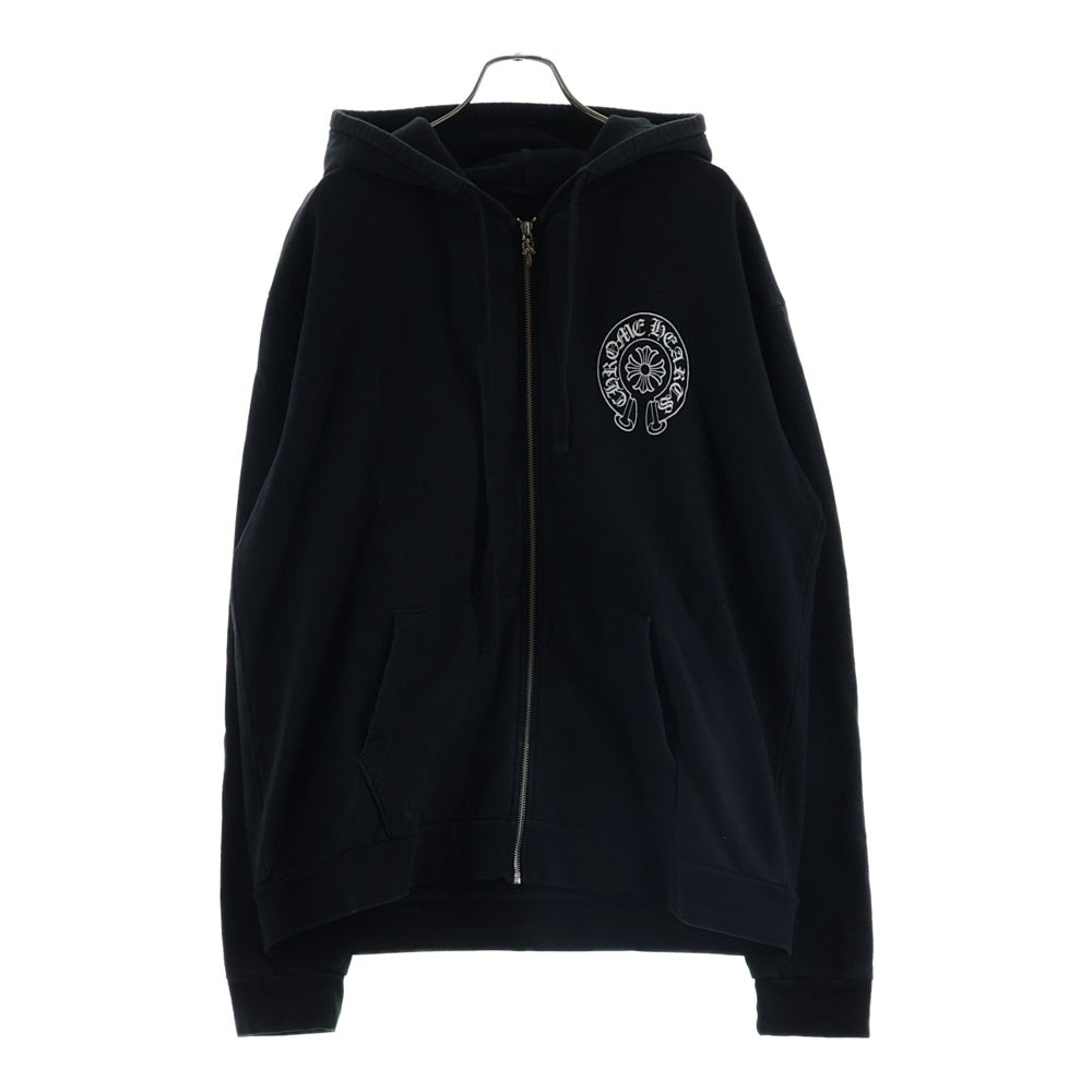 CHROME HEARTS(クロムハーツ) SWTSHRT HD ZIP LTD 東京限定バックホースシュープリントジップアップパーカー 長袖フーディ ブラック