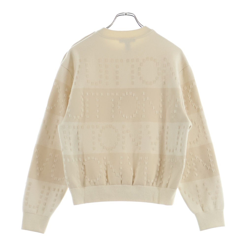 LOUIS VUITTON(ルイヴィトン) 23SS チャンキーニット ストライプ ウール クルーネック長袖セーター ショルダーボタン 金ボタン アイボリー/ゴールド RW231W U39 レディース
