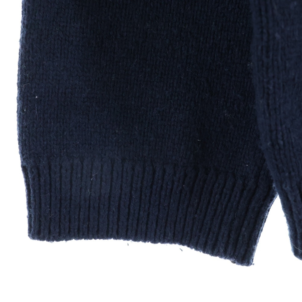 HUMAN MADE(ヒューマンメイド) ハートロゴ クルーネック長袖ニット セーター ネイビー/レッド