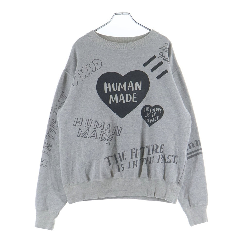 HUMAN MADE(ヒューマンメイド) GRAFFITI SWEATSHIRT 総柄 クルーネック長袖スウェットトレーナー HM28CS022 グレー