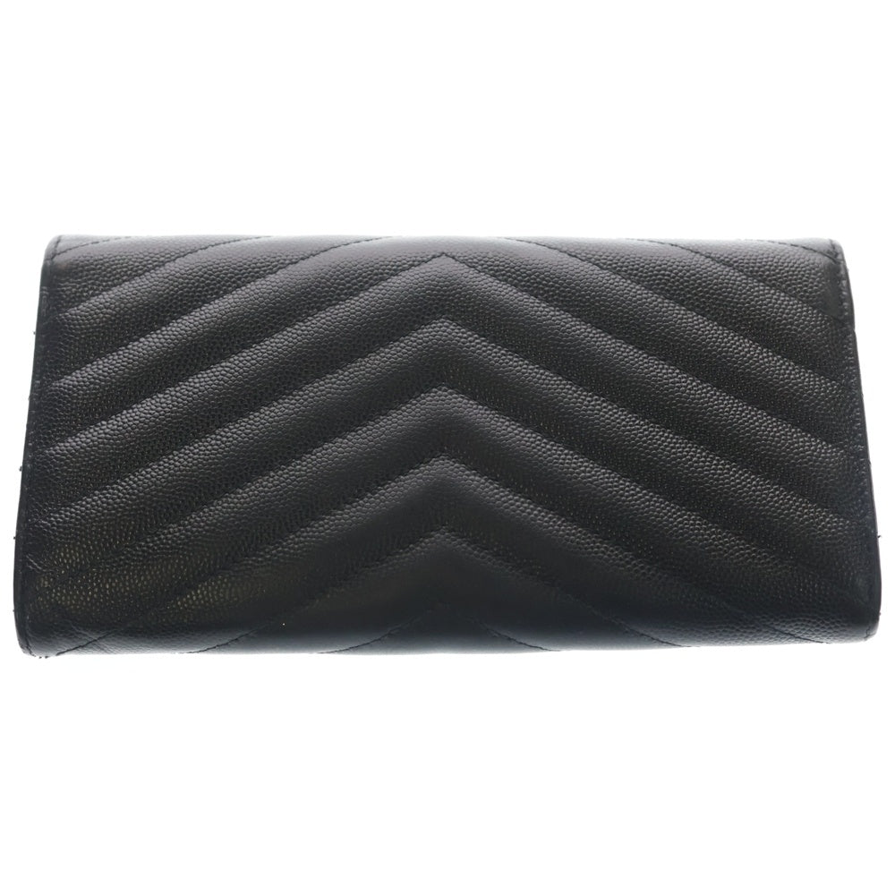 SAINT LAURENT PARIS(サンローランパリ) カサンドラ サンローラン マトラッセ ラージ フラップウォレット 財布 ブラック/シルバー 372264 レディース