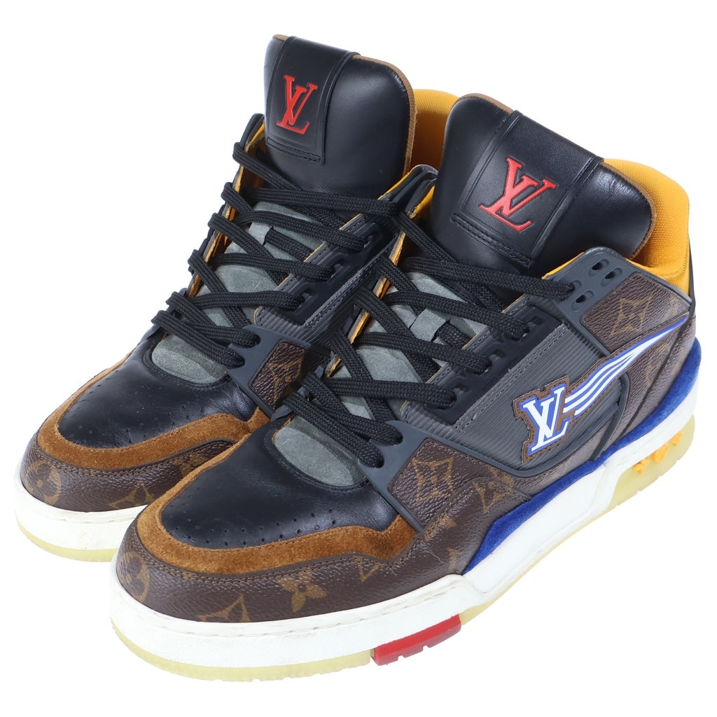 LOUIS VUITTON(ルイヴィトン) 20年製 LV Trainer GO0260 トレイナーライン モノグラム ハイカットスニーカー ブラウン