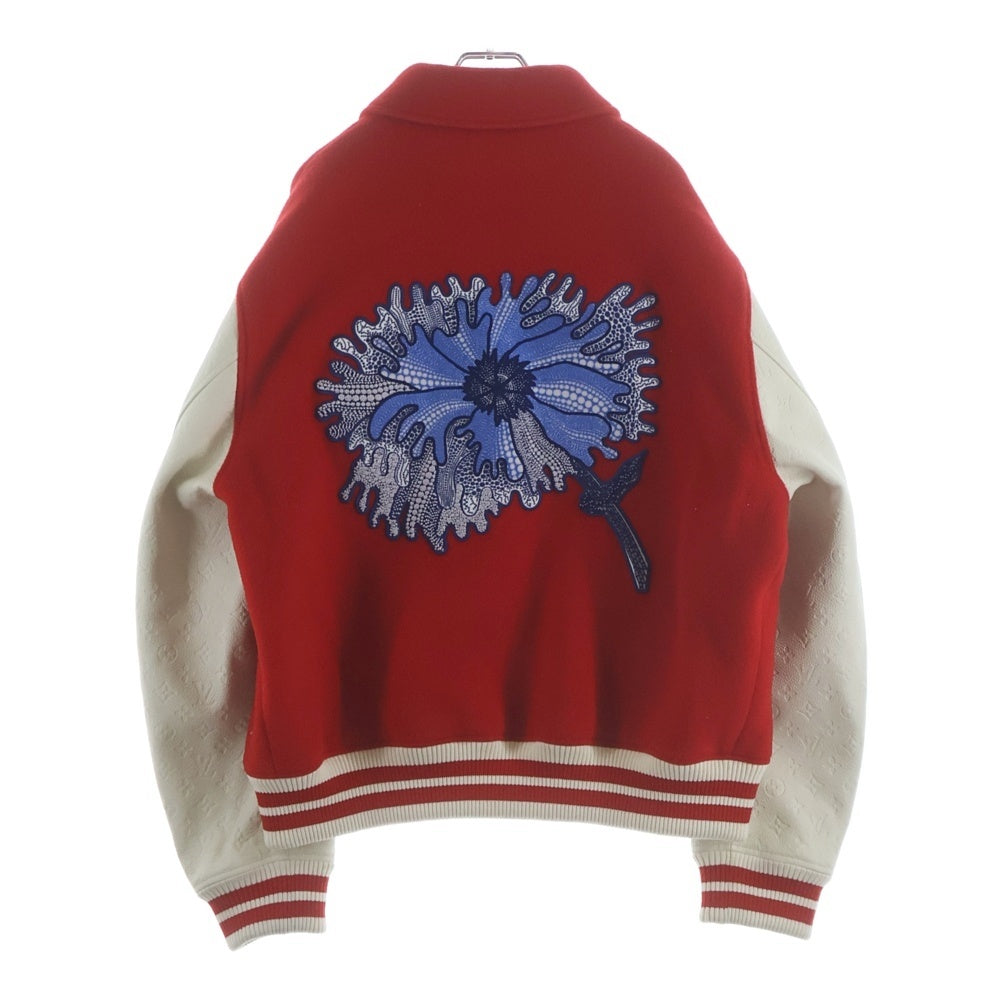 LOUIS VUITTON(ルイヴィトン) 23SS ×草間彌生 ウール レザー 切替 ヴァーシティジャケット スタジャン レッド RM231H MJY HOL31E
