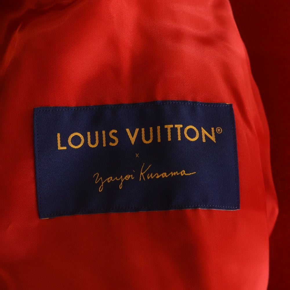 LOUIS VUITTON(ルイヴィトン) 23SS ×草間彌生 ウール レザー 切替 ヴァーシティジャケット スタジャン レッド RM231H MJY HOL31E