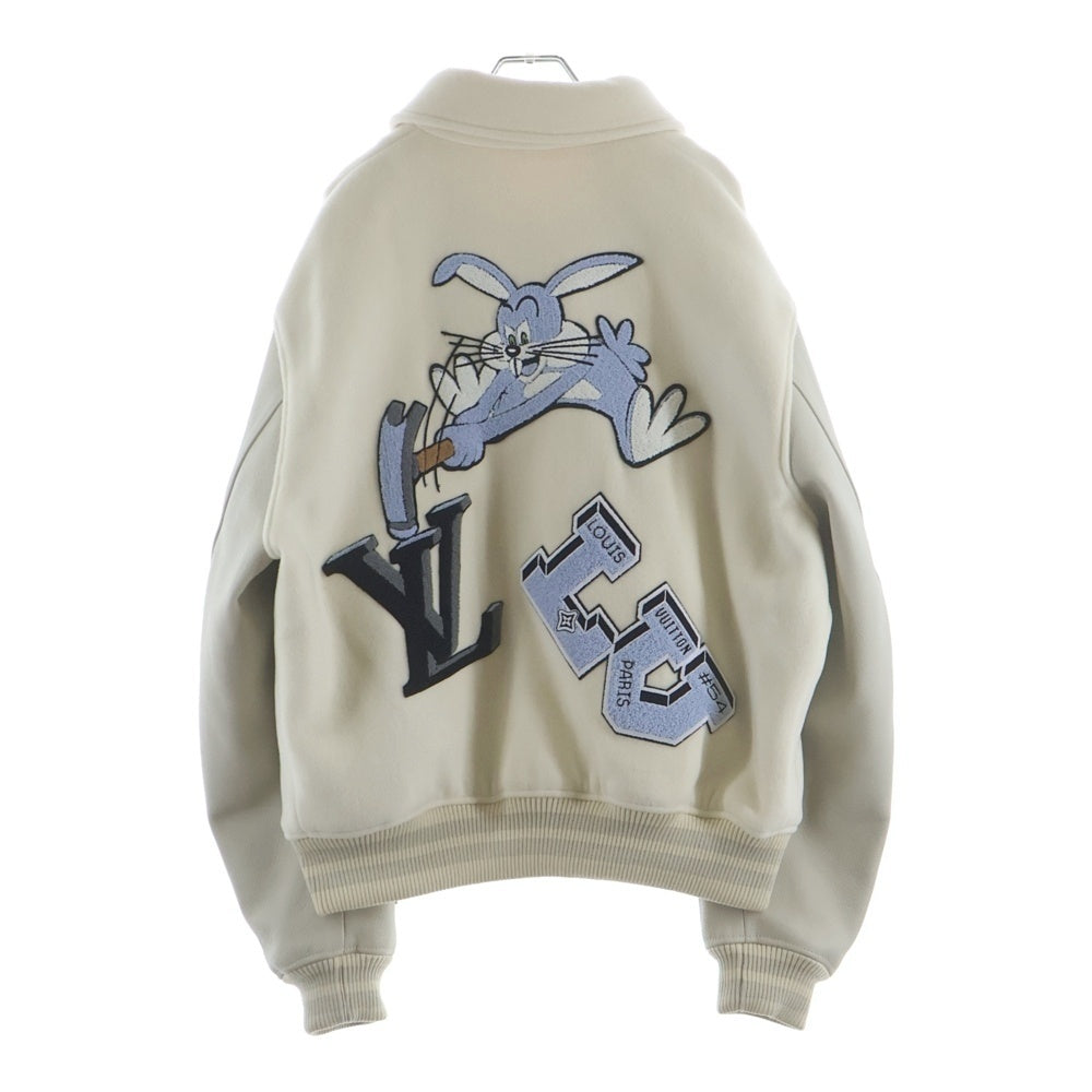 LOUIS VUITTON(ルイヴィトン) 22AW ルチパッチ ミックスドレザーバーシティブルゾンジャケット スタジャン ホワイト RM222 MJY HNL91E