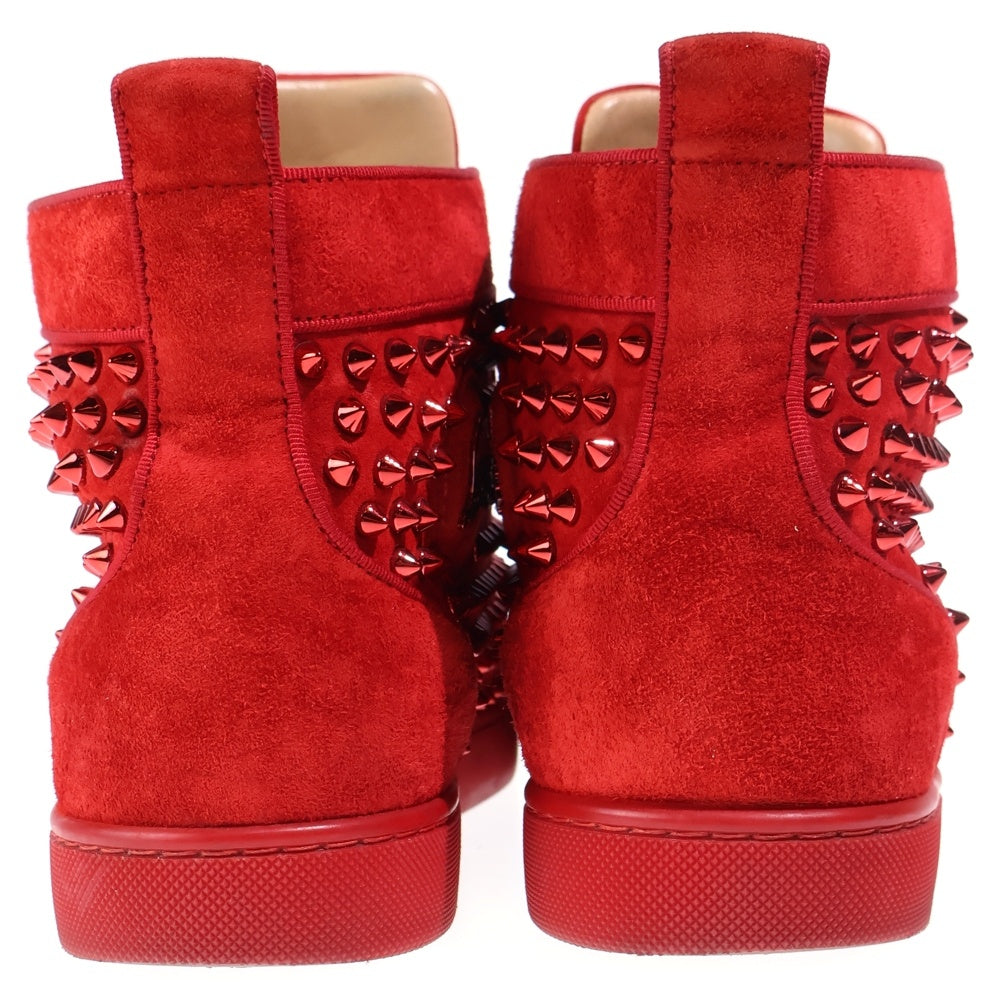 CHRISTIAN LOUBOUTIN(クリスチャンルブタン) LOUIS SPIKES KRYSTAL FLAT スパイク スタッズ スエードハイカットスニーカー レッド