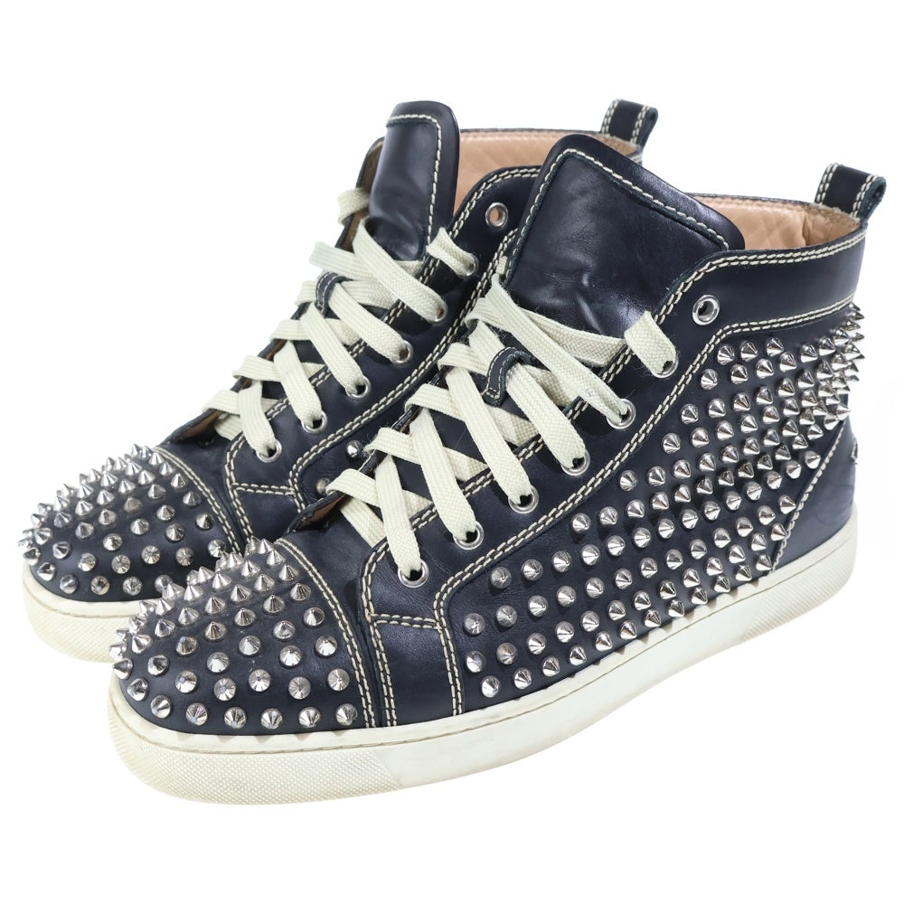 CHRISTIAN LOUBOUTIN(クリスチャンルブタン) LOUIS SPIKES FLAT CALF スパイク ルイス フラット カーフ スタッズハイカットスニーカー ブラック