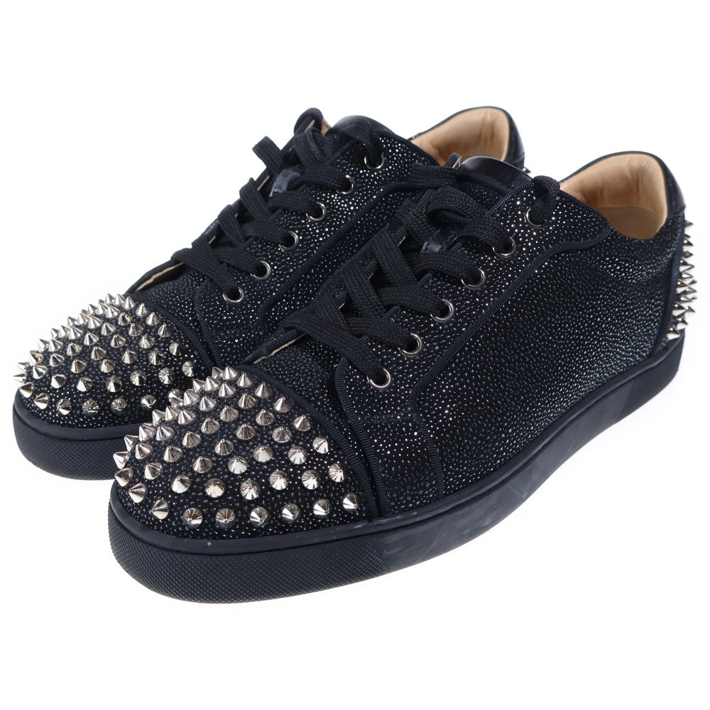 CHRISTIAN LOUBOUTIN(クリスチャンルブタン) SEAVASTE 2 FLAT SUEDE スタッズ レザー ローカットスニーカー ブラック