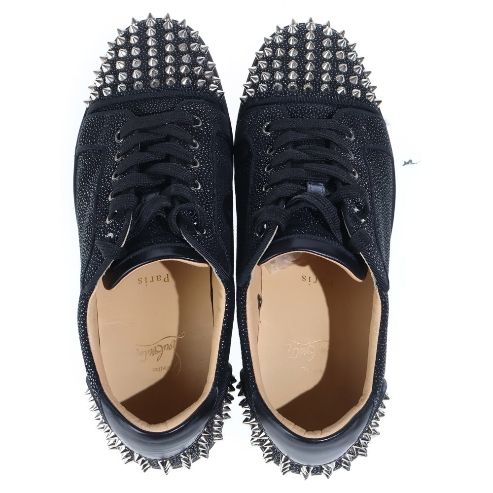 CHRISTIAN LOUBOUTIN(クリスチャンルブタン) SEAVASTE 2 FLAT SUEDE スタッズ レザー ローカットスニーカー ブラック