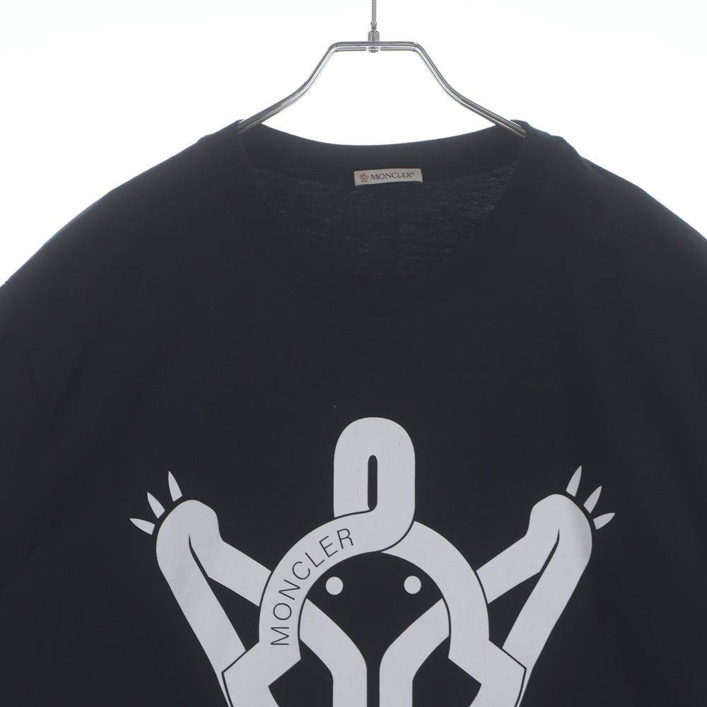 MONCLER(モンクレール) 21SS MAGLIA T-SHIRT G109H8C00002 フロントプリントクルーネック半袖Tシャツカットソー ブラック
