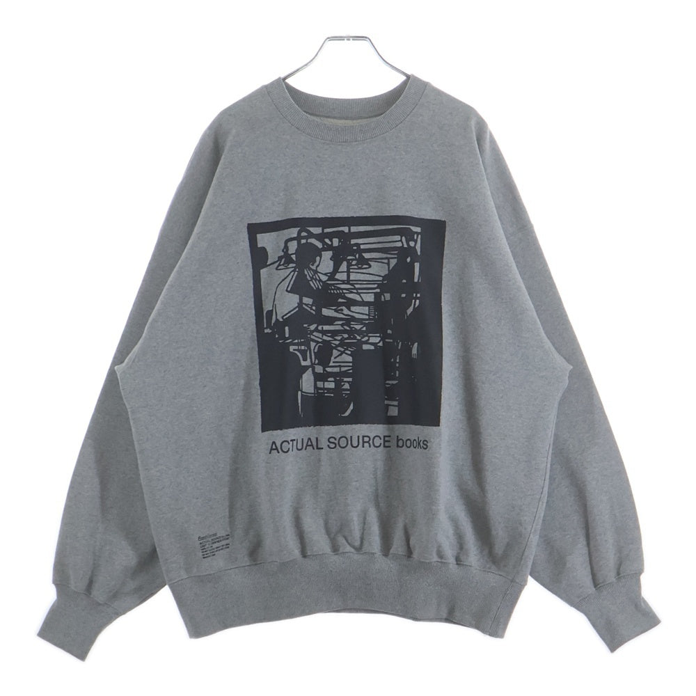 FreshService(フレッシュサービス) 25AW AS × FS LIGHT OZ CREW NECK LITHOGRAPH FSC253-70155AS オーバーサイズシルエットクルーネック長袖スウェットトレーナー グレー