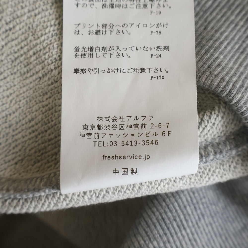 FreshService(フレッシュサービス) 25AW AS × FS LIGHT OZ CREW NECK LITHOGRAPH FSC253-70155AS オーバーサイズシルエットクルーネック長袖スウェットトレーナー グレー