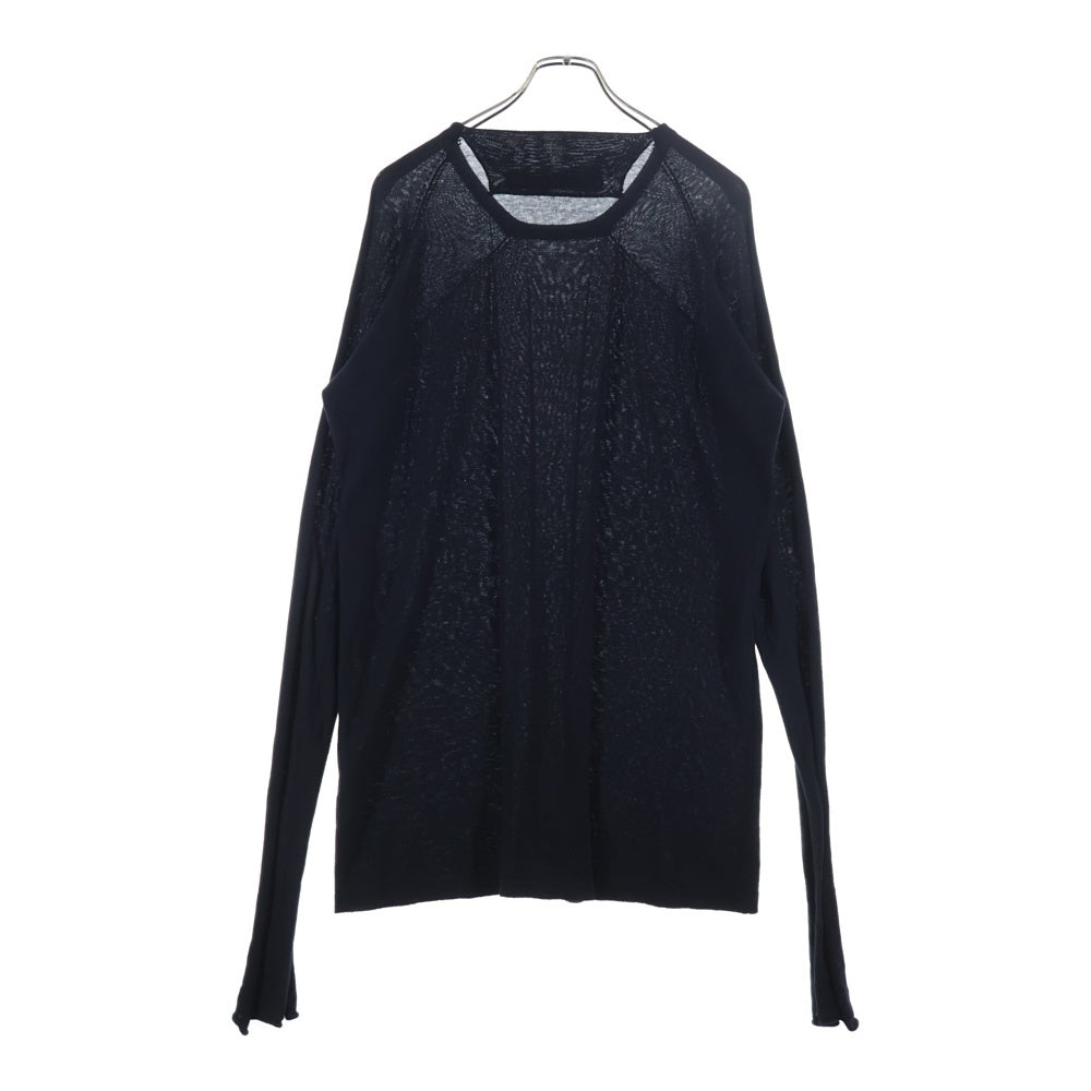 JULIUS(ユリウス) 22SS DIMENTHIONAL KNIT クルーネック長袖カットソー ブラック 779KNM1