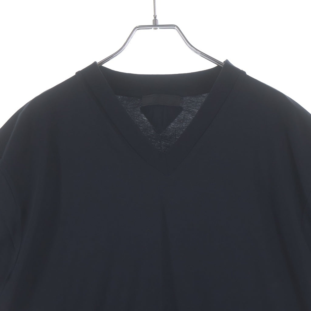 PRADA(プラダ) Vネック コットン 半袖カットソー ブラック UJM493-S151-ILK