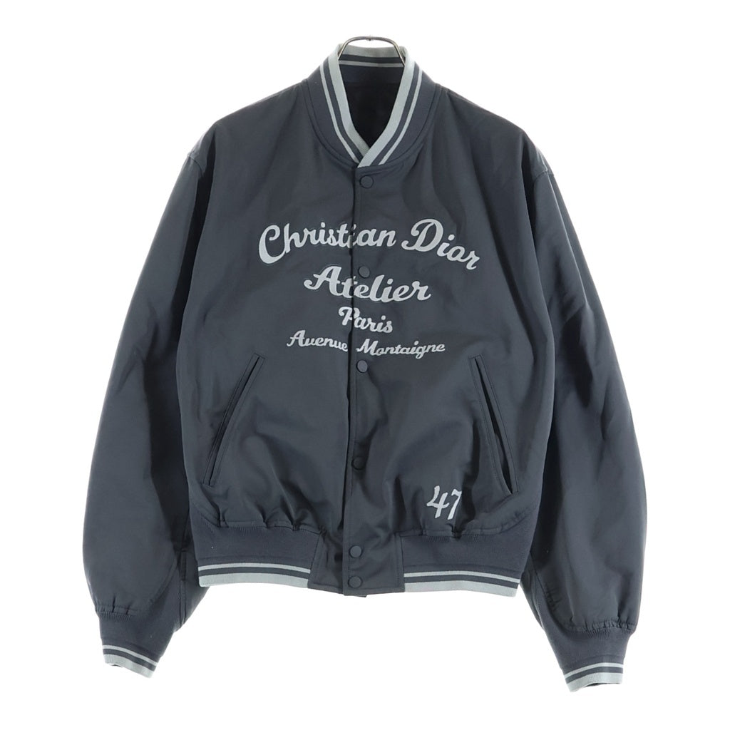 DIOR(ディオール) Embroidered logo casual jacket 213C406A5457 フロントロゴ刺繍 ナイロンボンバージャケット グレー