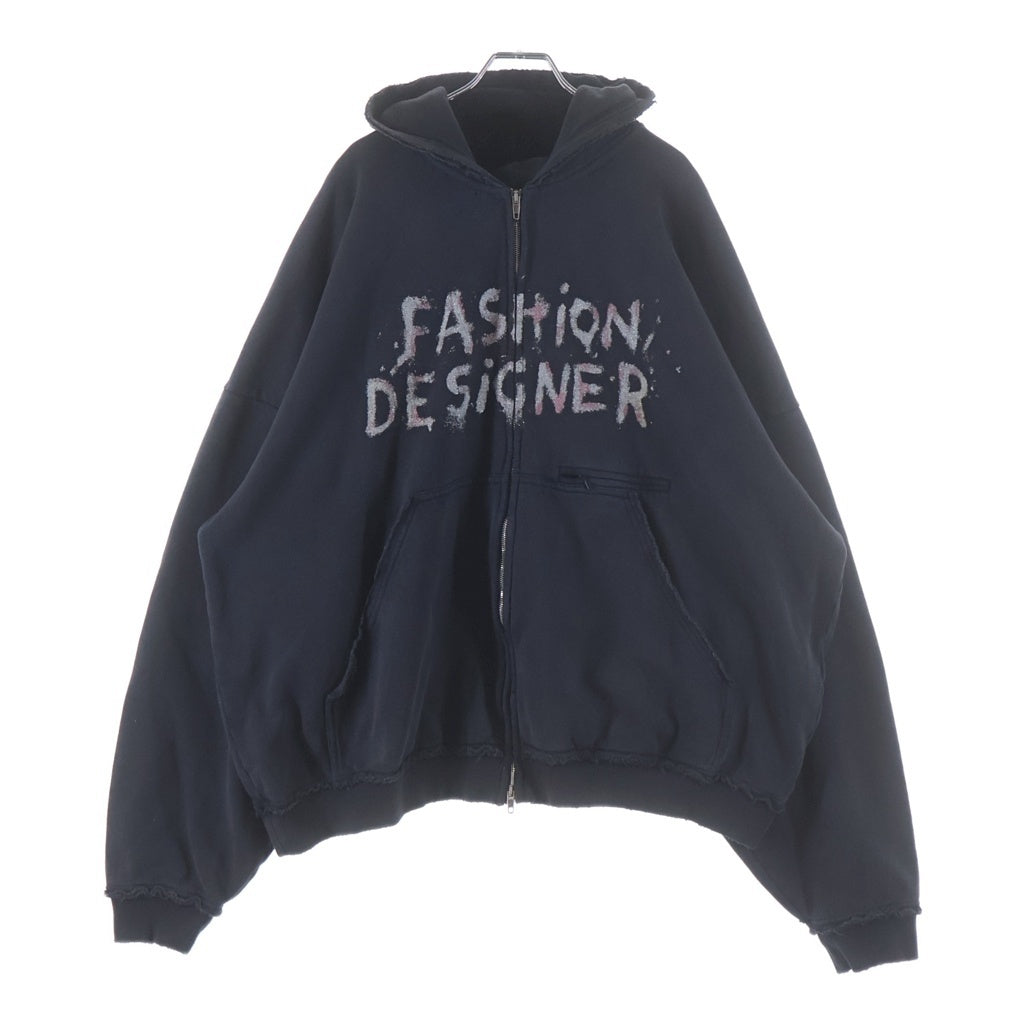 BALENCIAGA(バレンシアガ) 24AW FASHION DESICNER HOODIE 808227 ファッションデザイナー プリント ジップアパーカー フーディ ブラック