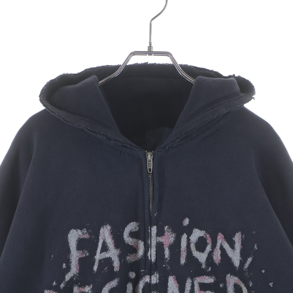 BALENCIAGA(バレンシアガ) 24AW FASHION DESICNER HOODIE 808227 ファッションデザイナー プリント ジップアパーカー フーディ ブラック