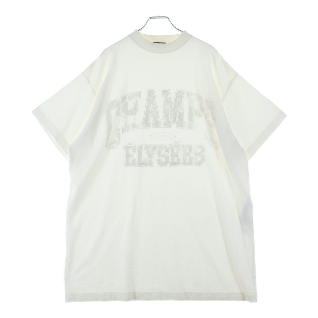 BALENCIAGA(バレンシアガ) 25SS OVER CHAMPS-ELYSEES T-SHIRT 787349 フロントプリント プルオーバー カットソー 半袖Tシャツ ホワイト