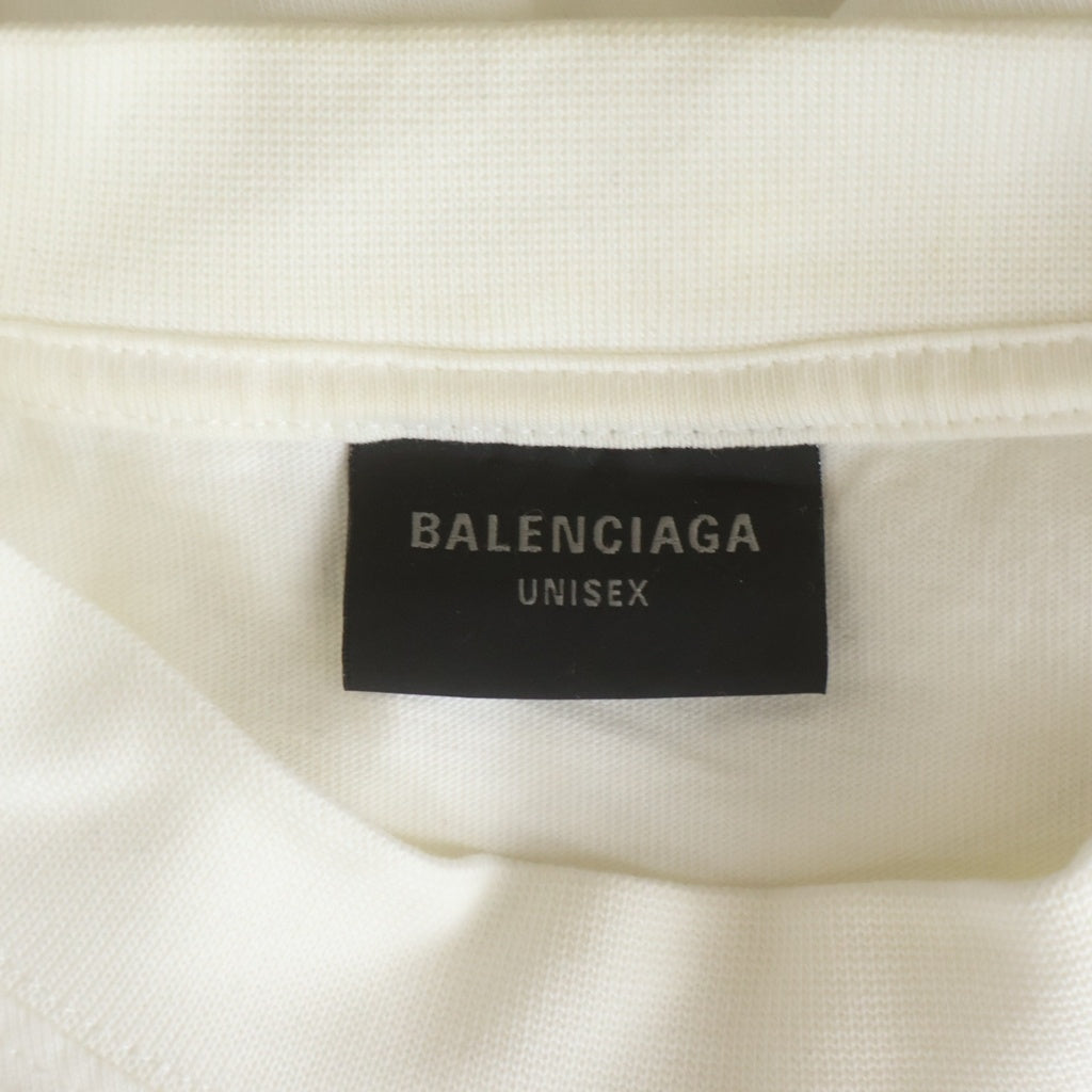 BALENCIAGA(バレンシアガ) 25SS OVER CHAMPS-ELYSEES T-SHIRT 787349 フロントプリント プルオーバー カットソー 半袖Tシャツ ホワイト