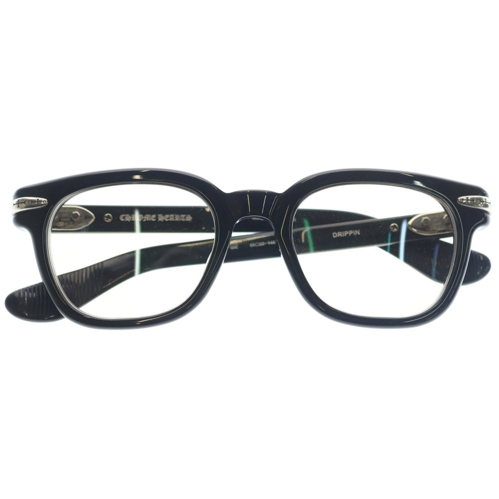 CHROME HEARTS(クロムハーツ) DRIPPIN クロスモチーフテンプルウェリントンフレーム サングラス 眼鏡 アイウェア ブラック ※度入り